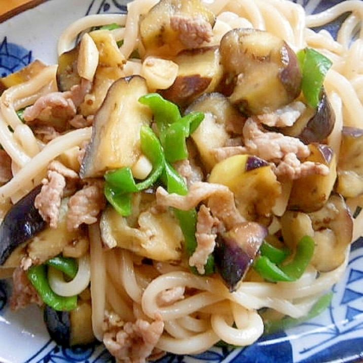 冷凍うどんで☆ナスとピーマンの焼きうどん☆